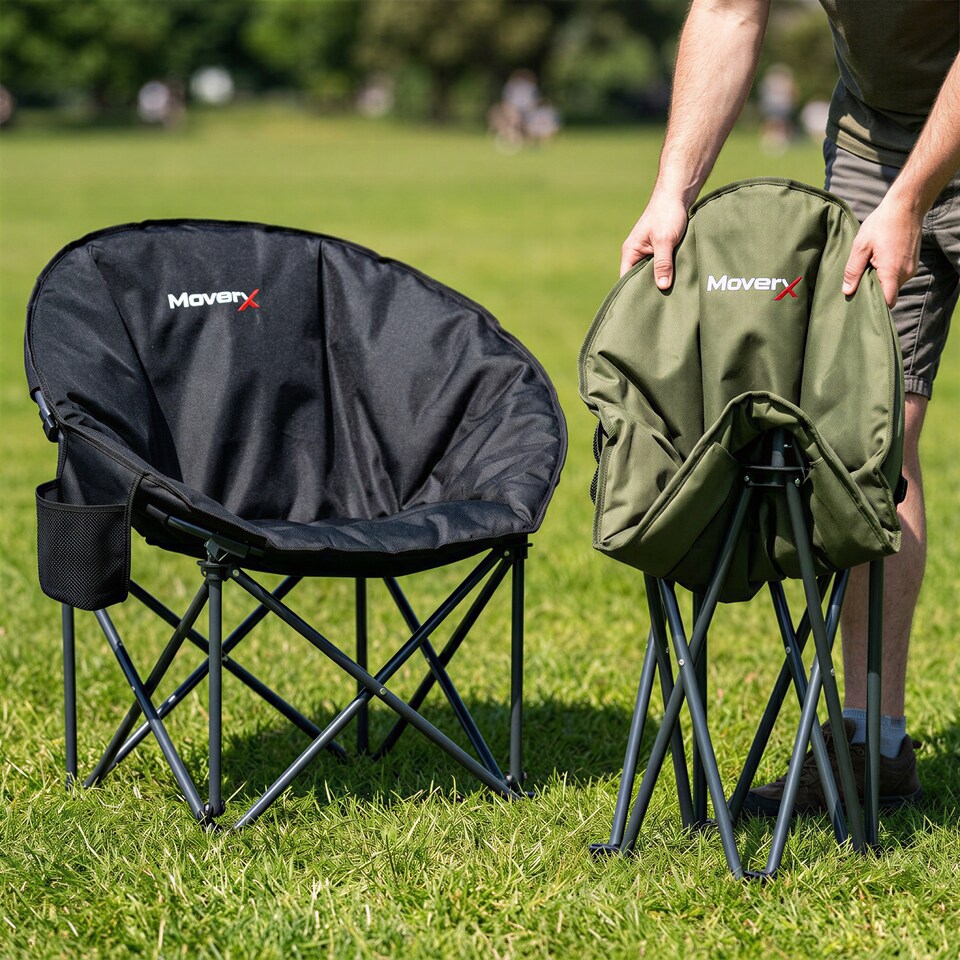 image 1 of MoverX Lightweight Moon Camping Chair - Capacity 150kg, Khaki