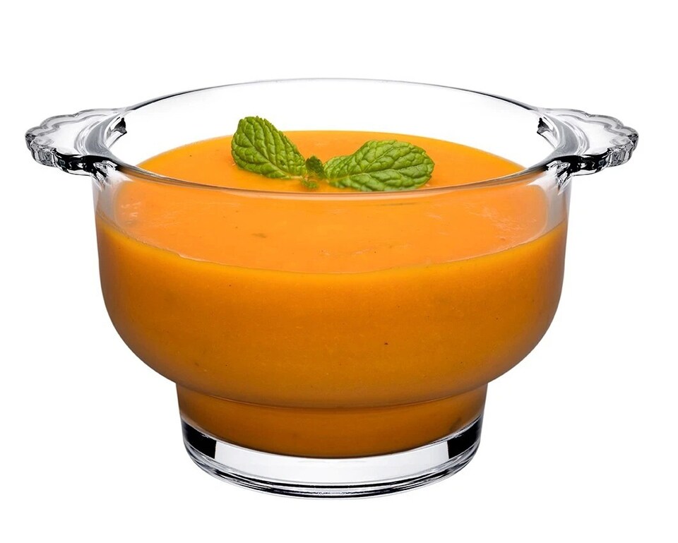 image 1 of Small Clear Glass Soup Bowl Set Handles Dishwasher Safe | Clear | Clear | Set of 4