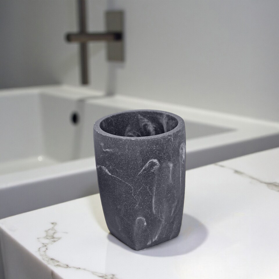 image 1 of Showerdrape Octavia Grey Marble & Chrome 3 Piece Bathroom Accessory Set | Grey | 1