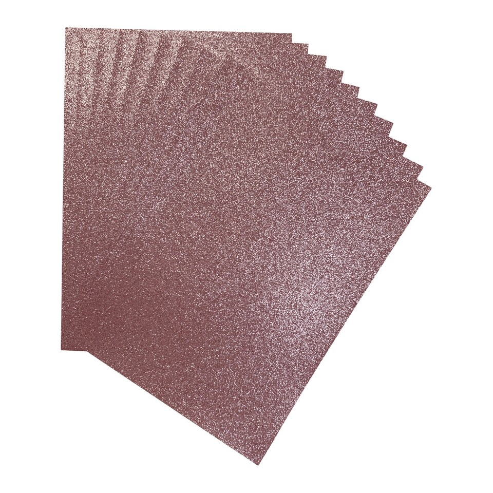 image 1 of Pack of 10 A4 Coloured Glitter Card 230gsm Sheets | Pink | Pink | A4 | 1