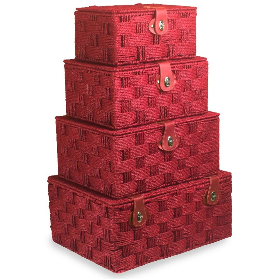 image 1 of Twisted Red Paper Rope Basket Red | Red | XL