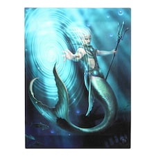 Anne Stokes Water Elemental Wizard Canvas Plaque - Light Blue/Navy - 25cm x 19cm