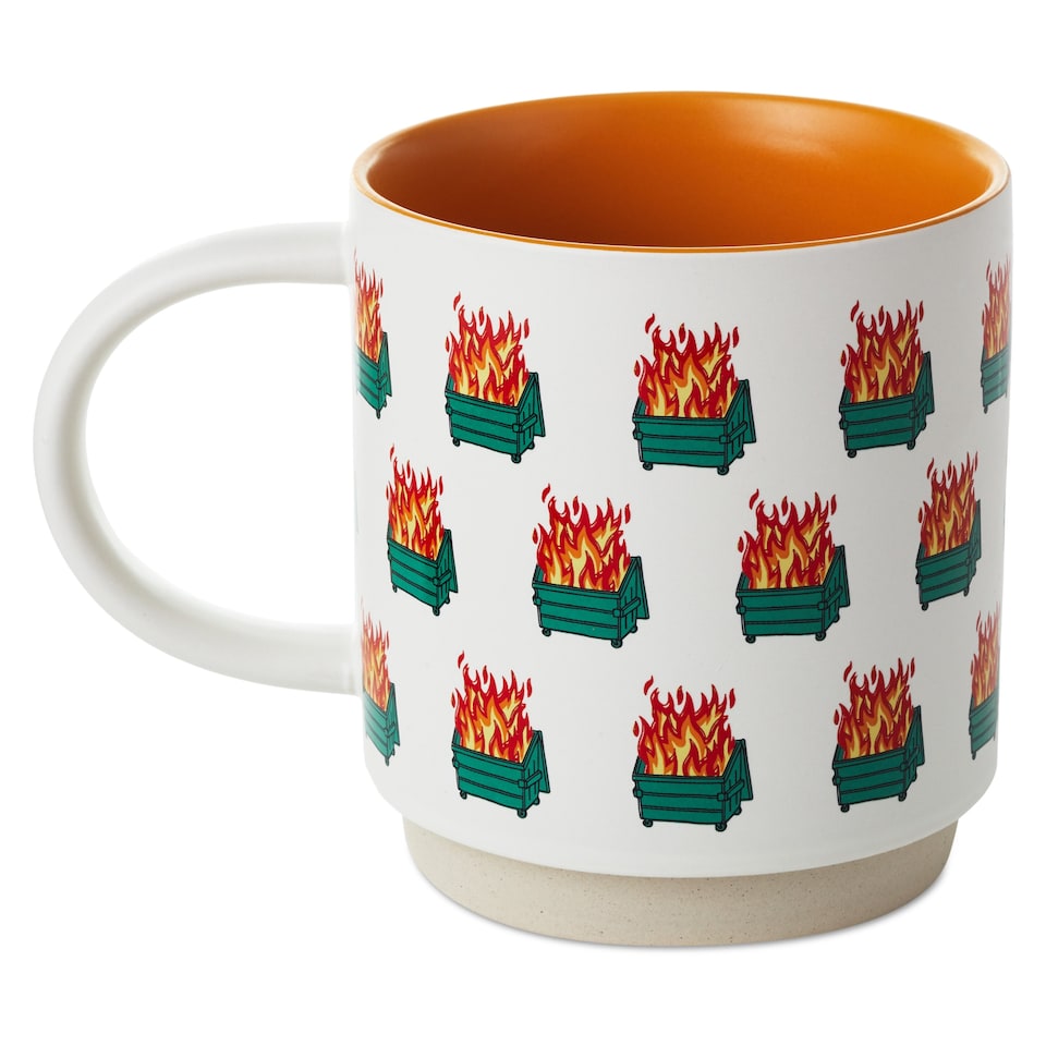 image 1 of Hallmark Shoebox Funny Ceramic Mug - Dumpster Fires 'Everything's Fine'