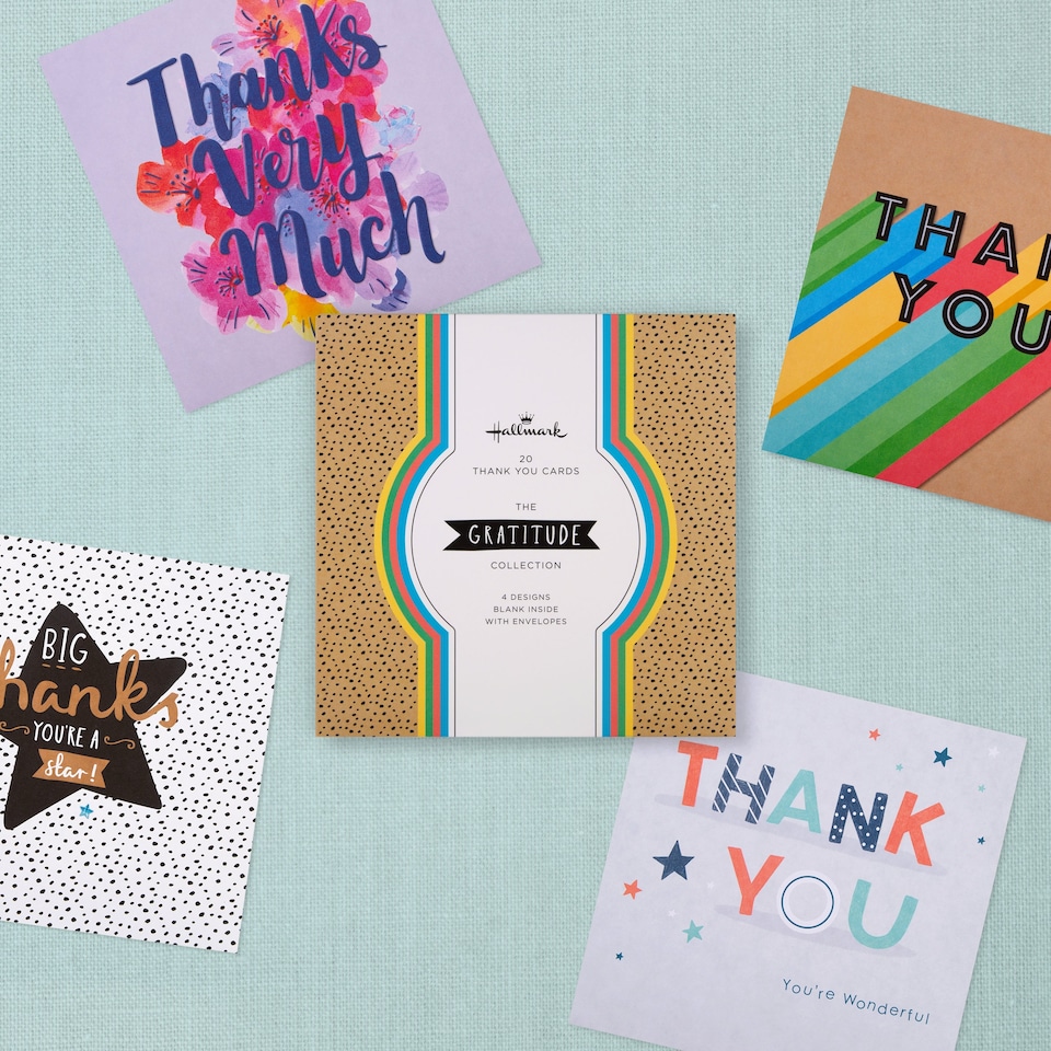 image 1 of Hallmark Pack Of 20 Thank You Cards - 4 Fun Designs