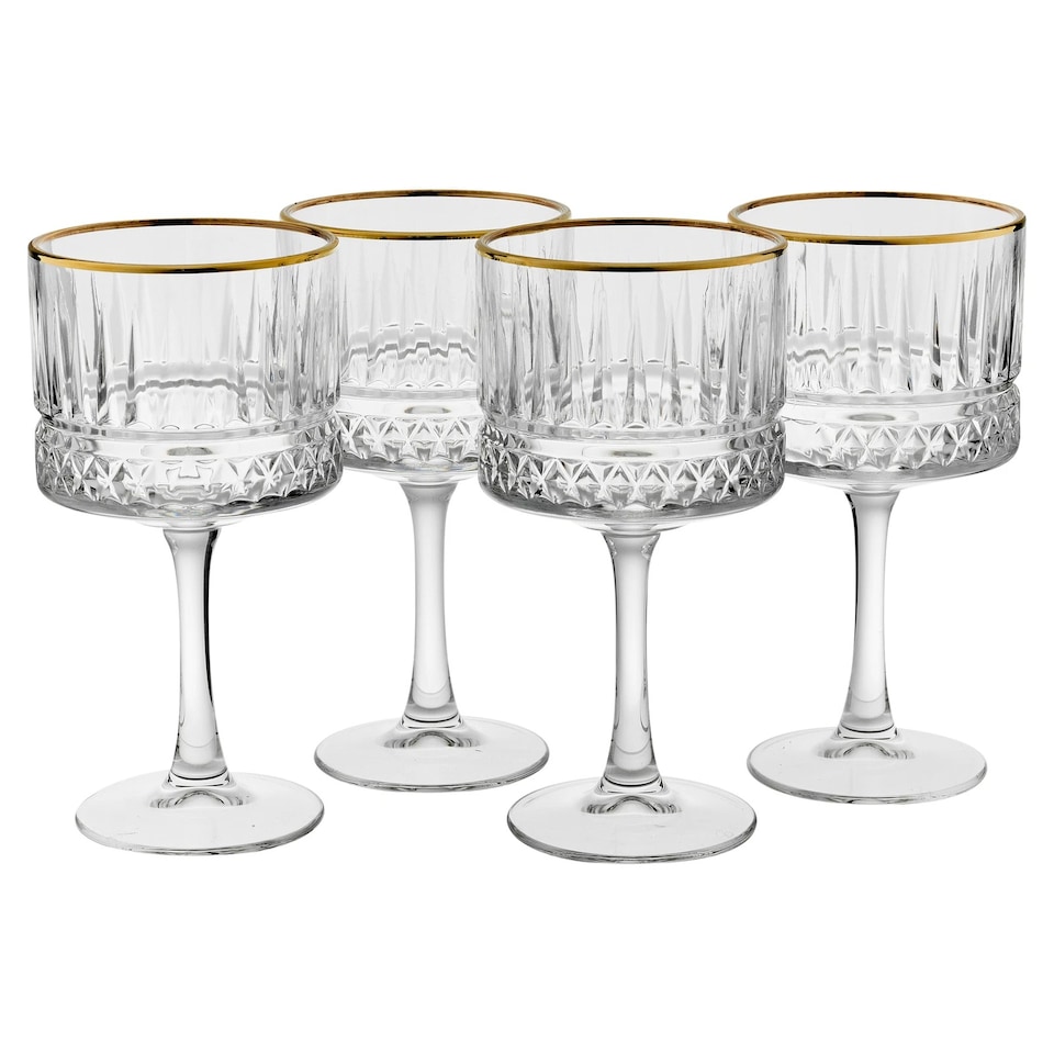 image 1 of 500ml Elysia Cocktail Goblets Gold Rimmed Long Stemmed Martini Glass | Clear | Clear | 4