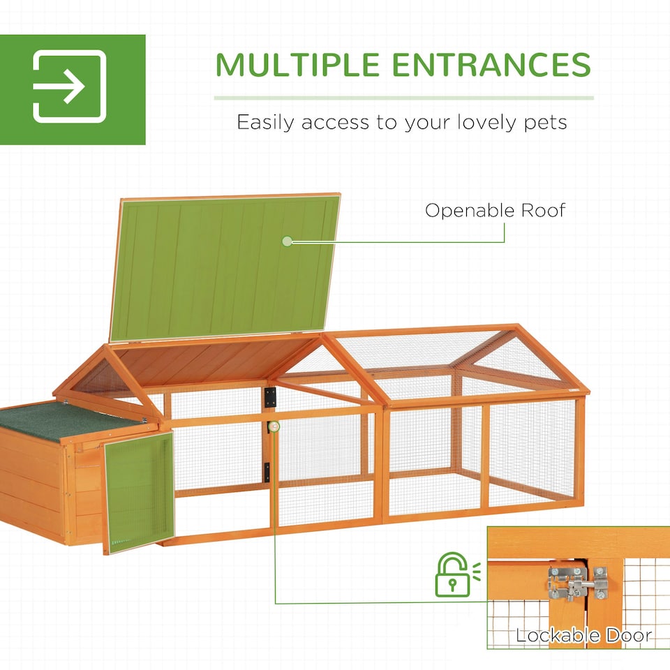 image 1 of PawHut Wooden Chicken Run with Nesting Box, Openable Roof, for 4-8 Chickens