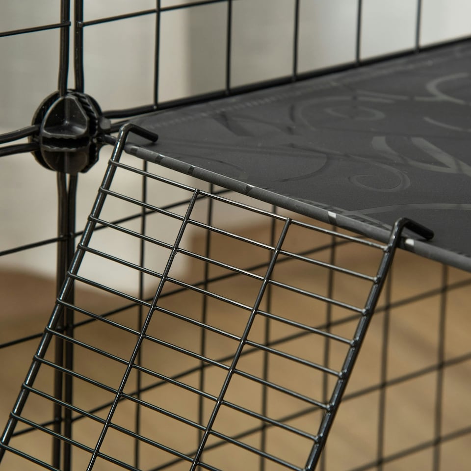 image 1 of PawHut Pet Playpen DIY Small Animal Cage for Rabbit Ferret Chinchilla - Black