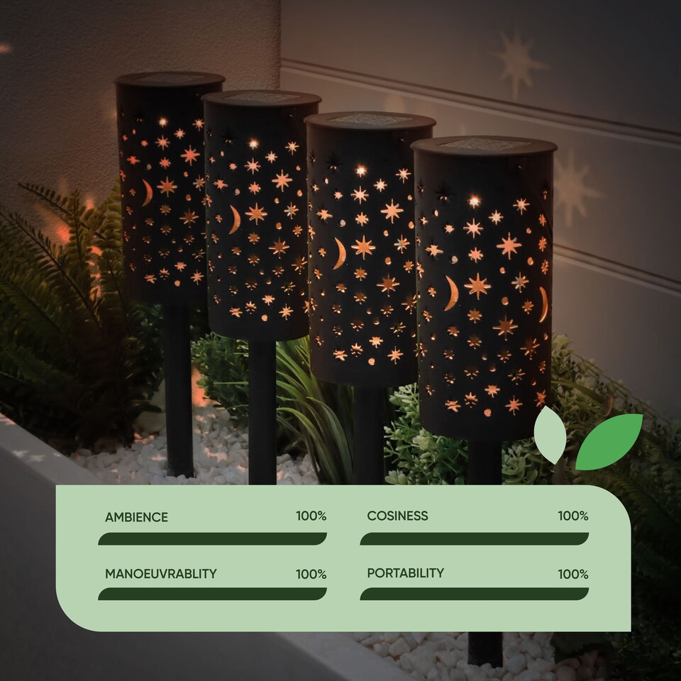 image 1 of Gardenwize Solar Night Sky Stake Lantern Garden Lights 4 Pack