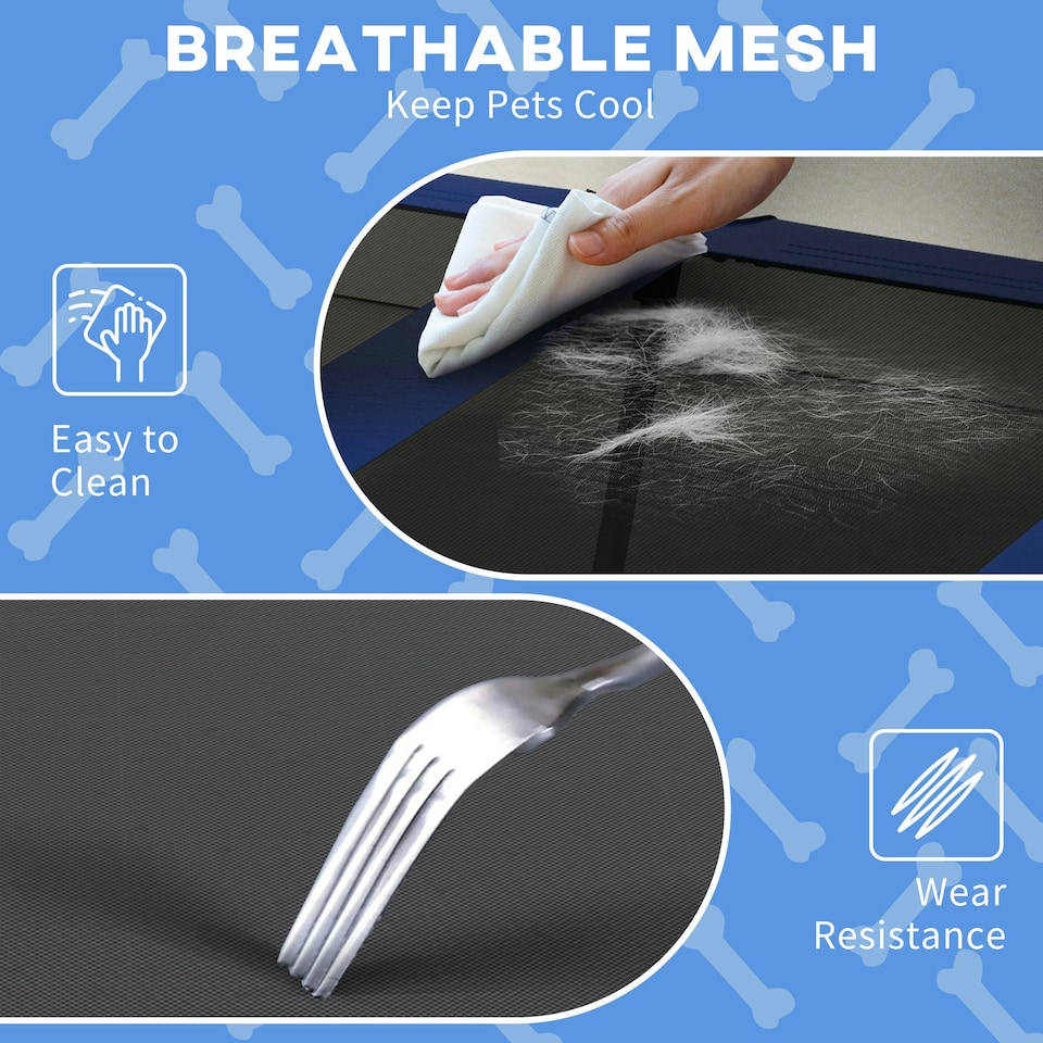 image 1 of PawHut Cooling Raised Dog Bed Breathable Mesh for Large Dogs Dark Blue