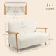 image 3 of HOMCOM 2 Seater Sofa, Small Sherpa Fabric Couch Settee, Nordic Upholstered Loveseat with Wood Legs and Armrests, Thick Seat for Living Room, Bedroom, Office, Cream White