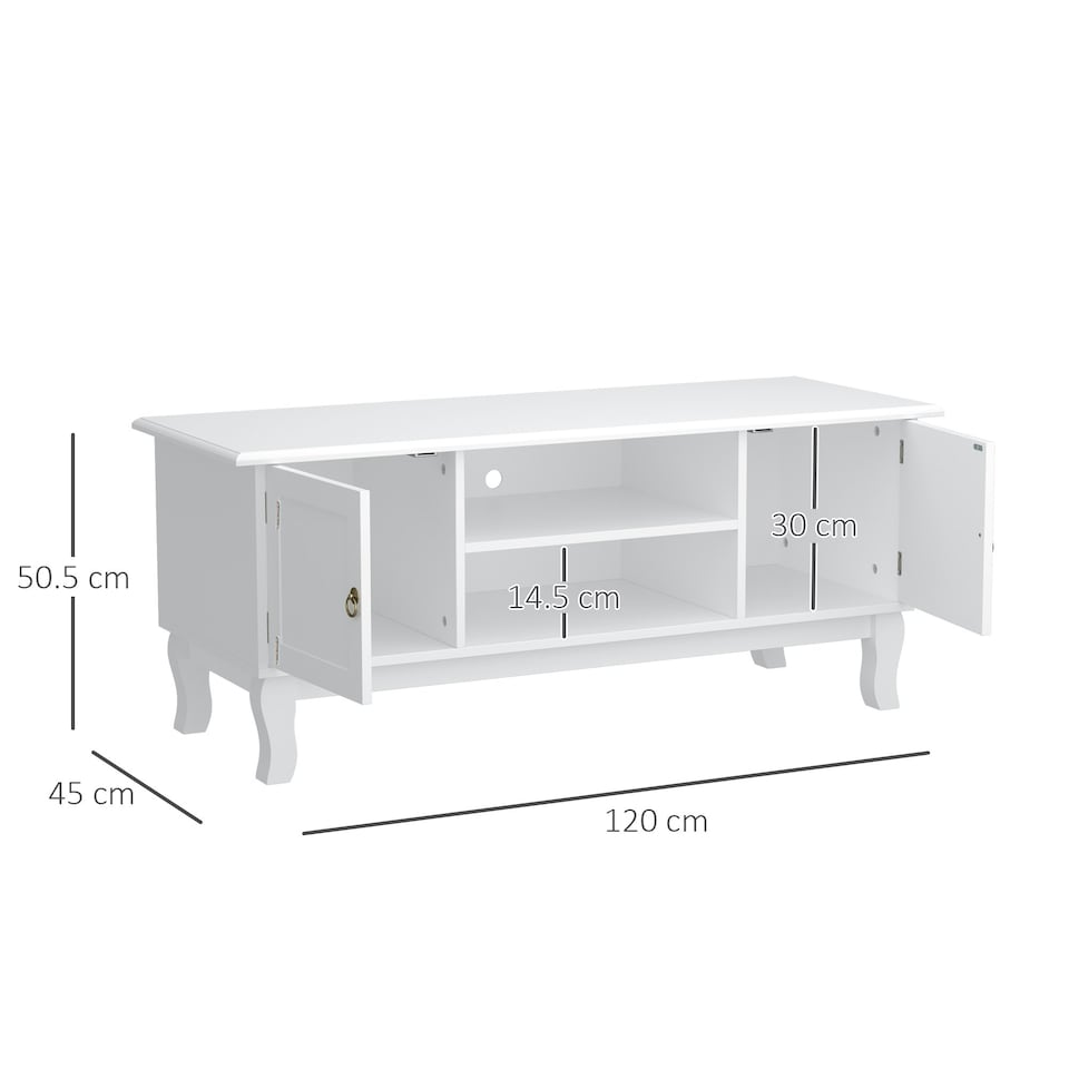 image 1 of HOMCOM Modern TV Stand with Storage Shelf and Two Door Cabinets