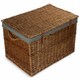 image 9 of Large Light Steamed Storage Wicker Basket with Cotton Lining Blue | Navy Blue | One Size