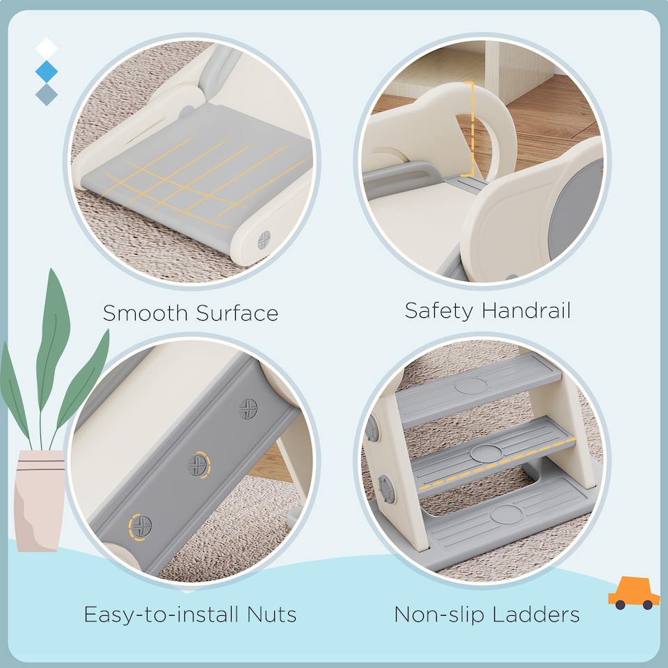 image 1 of AIYAPLAY Freestanding Foldable Kids Slide, Baby Slide for 1.5-3 Years, Grey