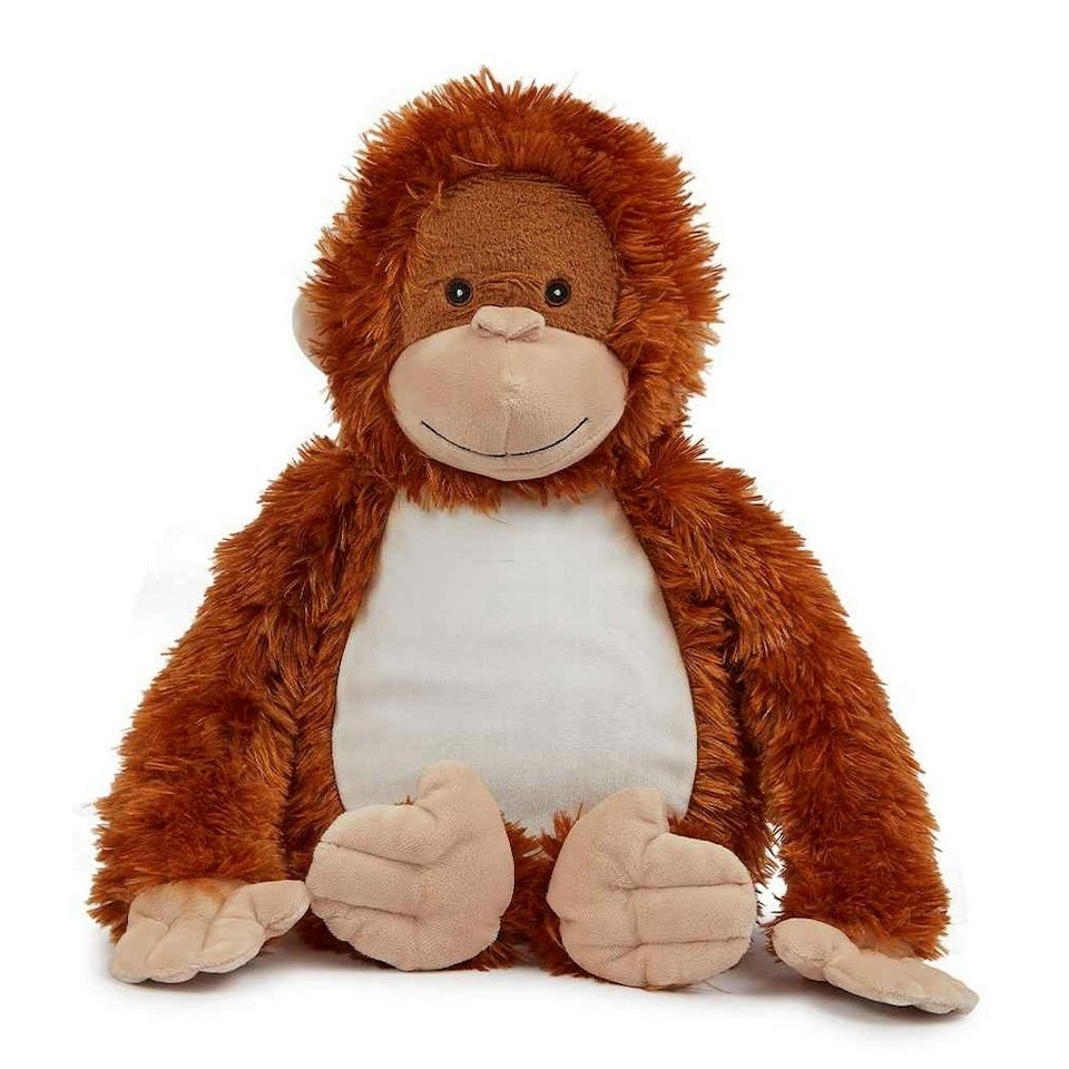 image 1 of Mumbles Zipped Orangutan Plush Toy - Orange/White - L