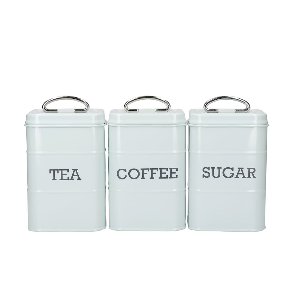 image 1 of KitchenCraft Vintage Tea Coffee Sugar Canister Set Cream