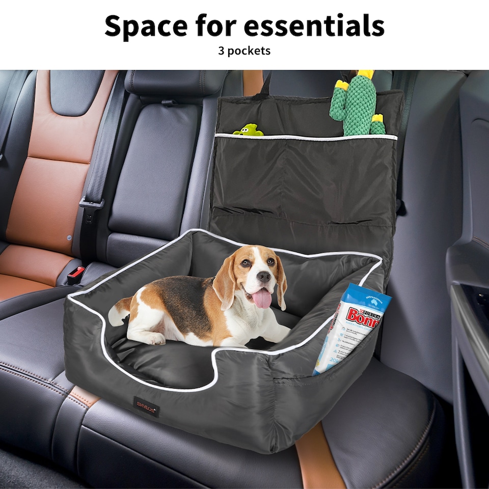 image 1 of Skylos Dog Car Booster Seat Pet Backrest Safe Protector Waterproof Travel Bed