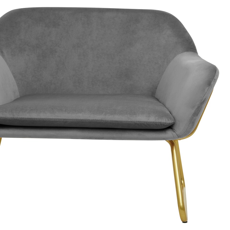 image 1 of Interiors by Premier Grey Velvet Armchair with Gold Legs, Easy Care Velvet Chairs, Indoor Dining with Velvet Dinner Chair