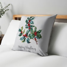 BHS Christmas Holly Print Cushion, Green