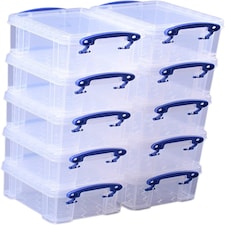 Really Useful Plastic Storage Box 0.3 Litre Clear (Pack of 10)