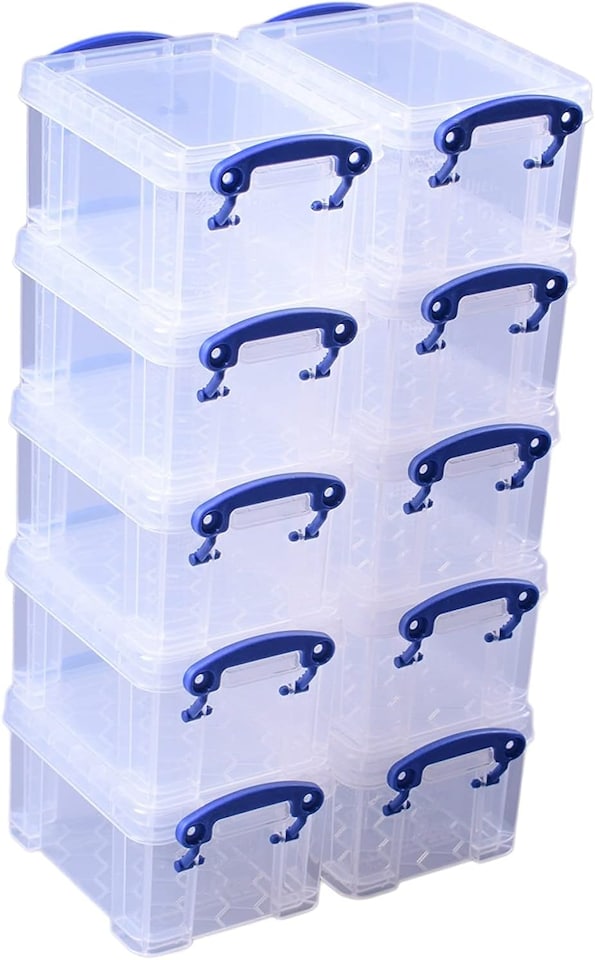Really Useful Plastic Storage Box 0.3 Litre Clear (Pack of 10)