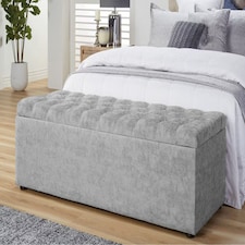 137cm Chesterfield Ottoman Storage Box -Upholstered Blanket Box - Grey Naple Ottoman Bench