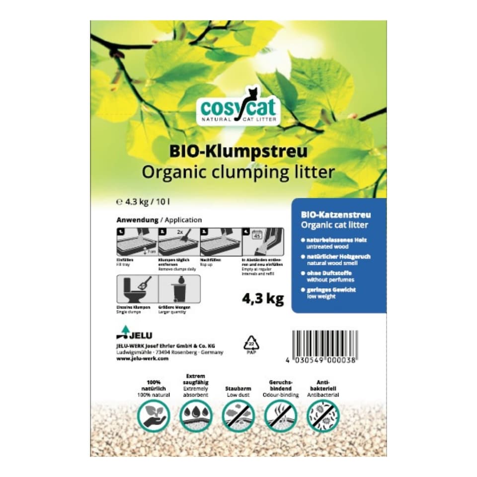 image 1 of Cosycat Clumping Wood Cat Litter 10L Fine Granule