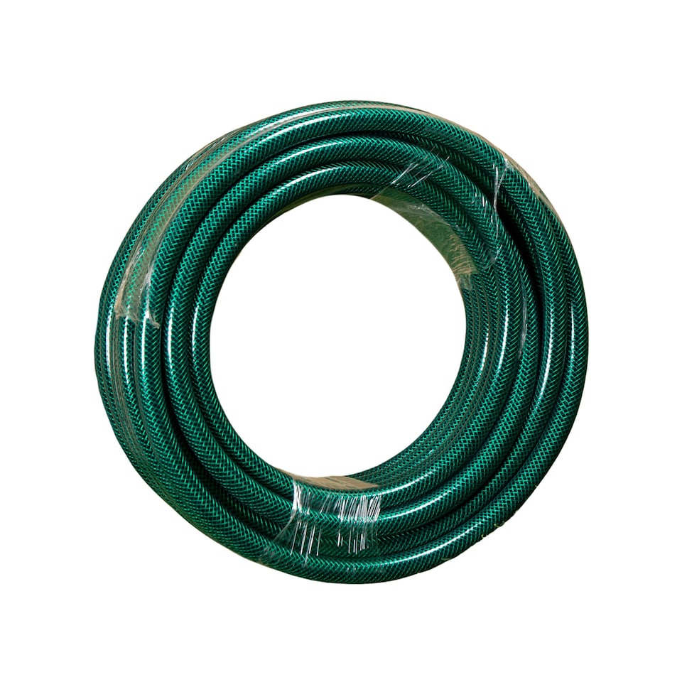 image 1 of 15m Reinforced Garden Hose Pipe / Hosepipe with Spray Nozzle Set in Green | Green | Green