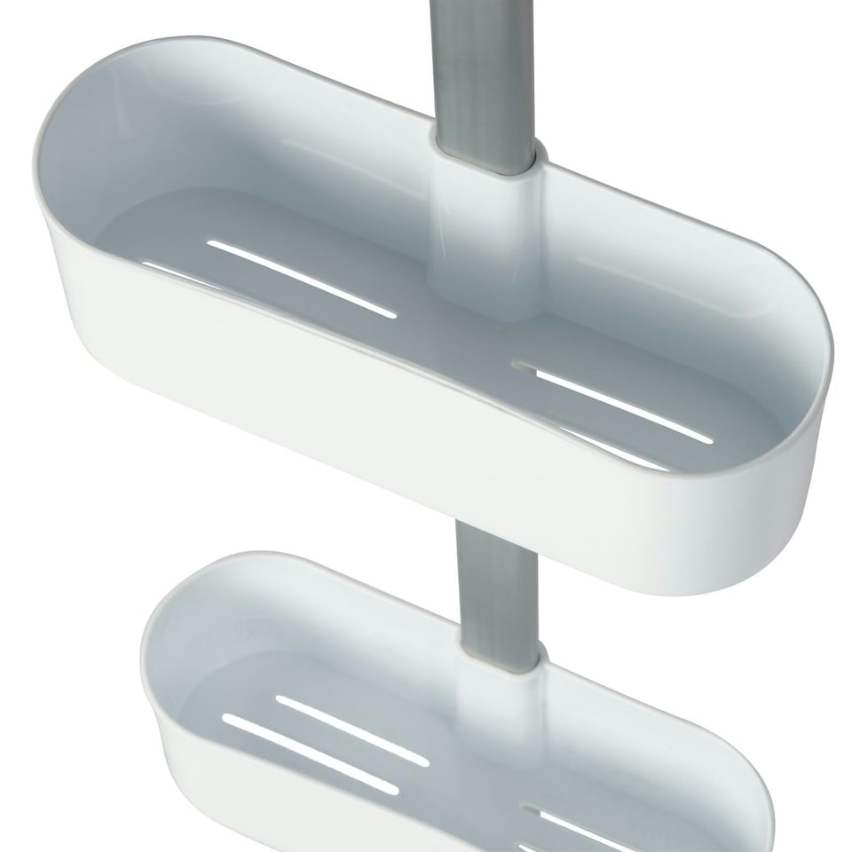 image 1 of Showerdrape Elements White 2 Tier Basket Hanging Shower Caddy
