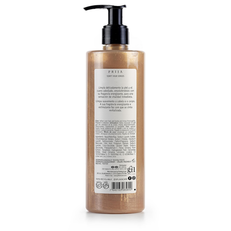 image 1 of Prija Vitalising Creamy Bath Foam, Pearly Texture for Radiance Boost, Gently Cleanses and Moisturises The Skin with Ginseng Extract 6 x 380ml