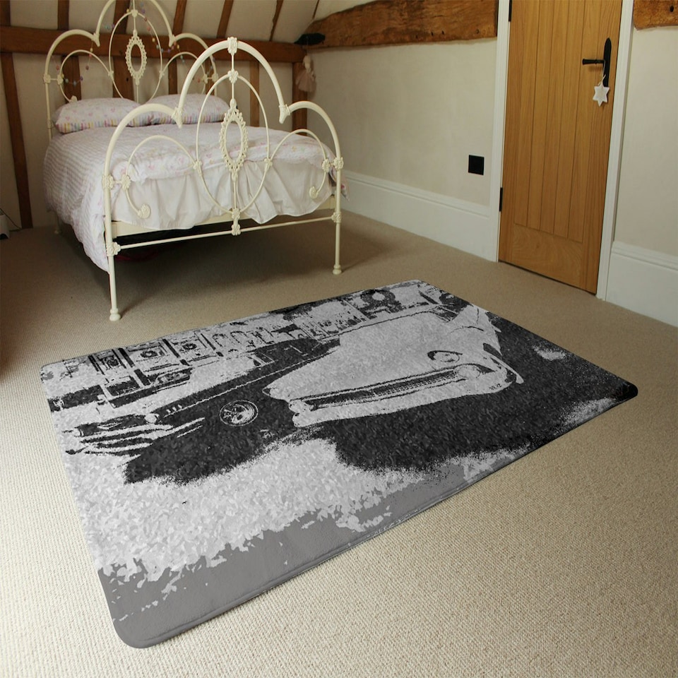 image 1 of Cool cars satin silver (Rug) Grey | Large: 140x200cm