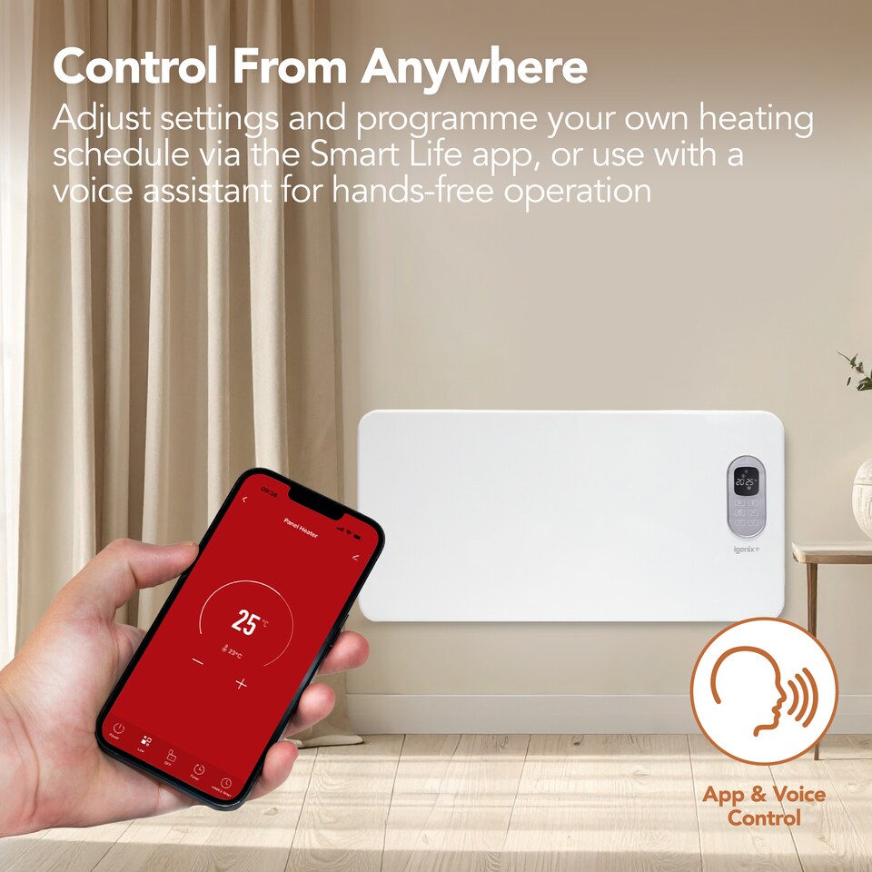 image 1 of Igenix IG9515WIFI, Smart Electric Panel Heater, 1500 W, Alexa Compatible