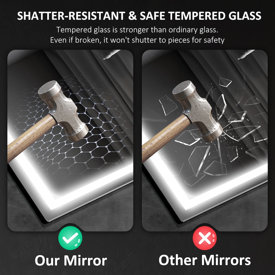 image 1 of HOMCOM 600 x 800 mm Bluetooth LED Bathroom Mirror, Illuminated Backlit Vanity Mirror with 3 Colours Dimmable, Clock, Anti-Fog, Memory Function, Touch Sensor, IP44 | Silver