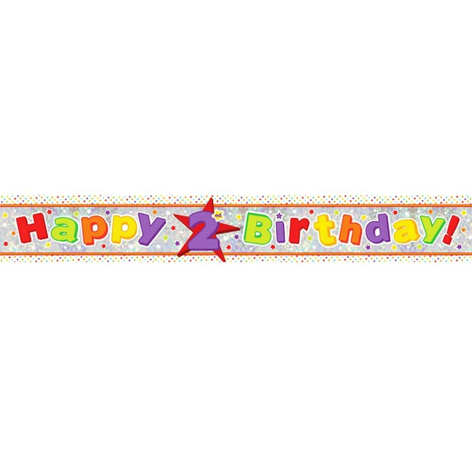 Amscan Happy 2nd Birthday Holographic Foil Banner - Multicoloured - One Size
