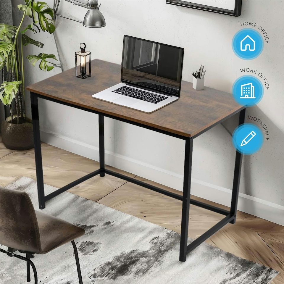 image 1 of Desk Computer PC Laptop Home Office Work desk, Study Writing Brown Rustic Style 80cm Brown
