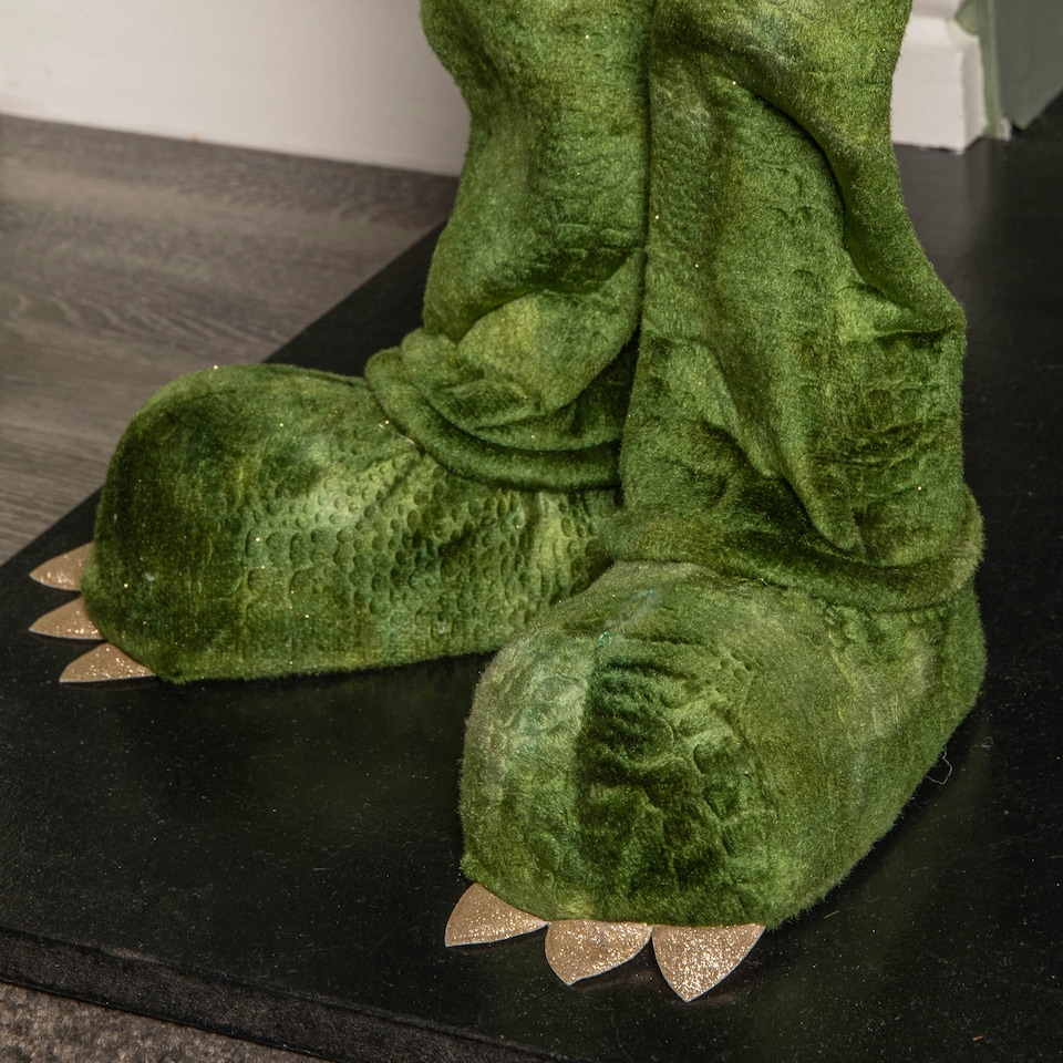 image 1 of 1.17m Humongous Green Standing Christmas Dinosaur with Santa Hat