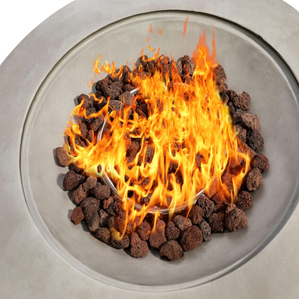 image 1 of MDA Designs TABITI Light Grey Gas Fire Pit for Garden & Patio Luxurious Eco-Stone Finish Outdoor Heater