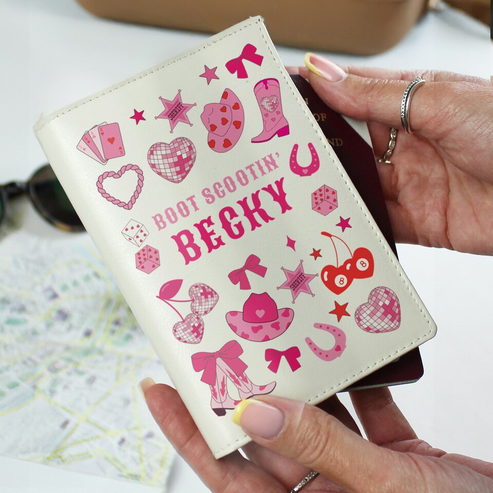 image 1 of Personalised Cowgirl Passport Holder & Luggage Tag Cream