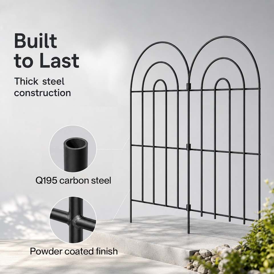 image 1 of Mountview Garden Fence 10pc Metal Dog Fence Picket Fence Black Steel