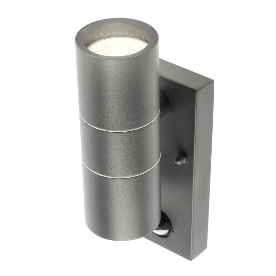 image 1 of CGC MIA Dark Grey Stainless Steel GU10 Up-and-Down Outdoor Wall Light IP44 with PIR Motion Sensor.