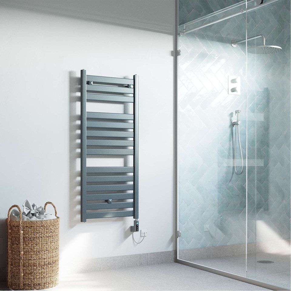 image 1 of Capri - Anthracite Electric Towel Rail H1147mm x W500mm Straight 600w Thermostatic WIFI