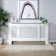image 8 of Extending Radiator Cover Adjustable Wooden MDF Slatted Grill | White