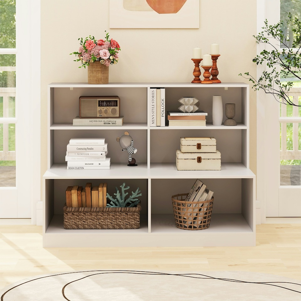 image 1 of COSTWAY Entryway Shoe Cabinet 2-in-1 Storage Shoe Bench White
