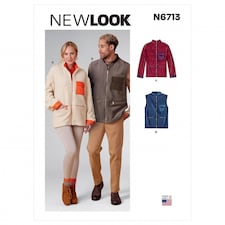 New Look 6713 Paper Sewing Pattern – Men’s & Women’s Jackets & Waistcoats, Size A (XS–S–M–L–XL), Intermediate