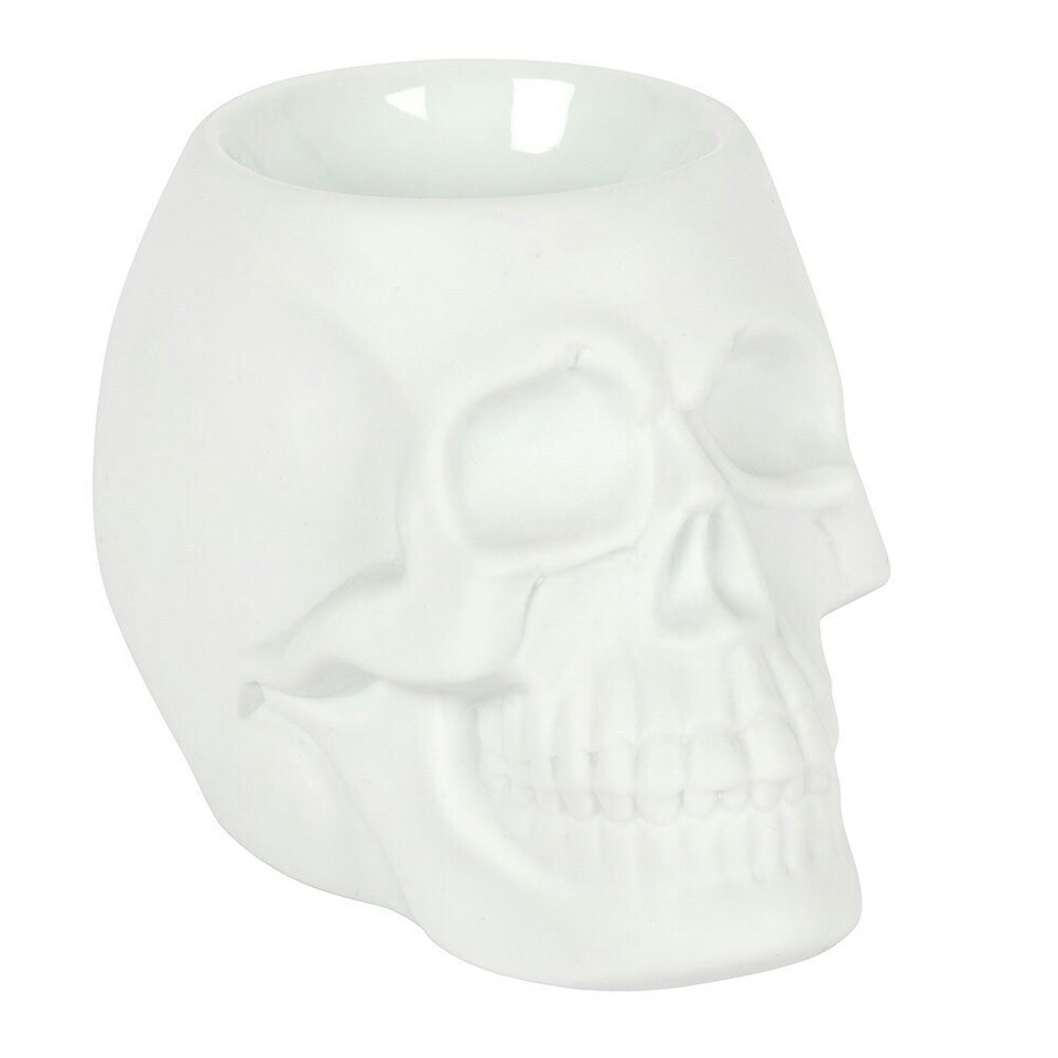 image 1 of Something Different Ceramic Skull Oil Burner - Matt White - 11cm x 12cm x 13cm