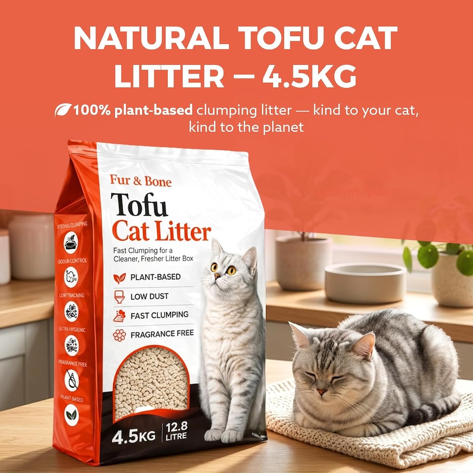 image 1 of Fur & Bone Tofu Cat Litter 4.5kg Flushable Clumping Litter