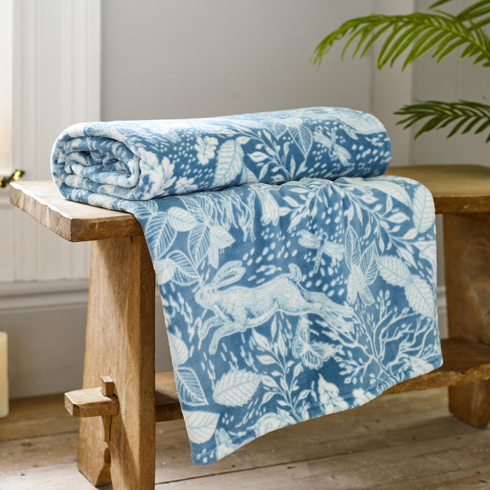 image 1 of Winter Forest Printed Coral Fleece Throw