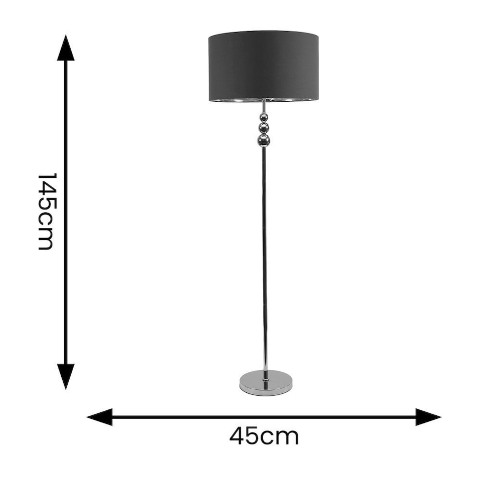 image 1 of ValueLights Marissa Chrome Stacked Ball Floor Lamp with Charcoal with Chrome Inner Lamp Shade and LED Bulb