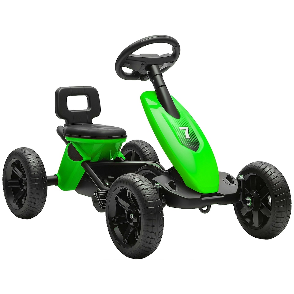 image 1 of AIYAPLAY Pedal Go-Kart for Kids with Silent EVA Wheels, Metal Frame, Green