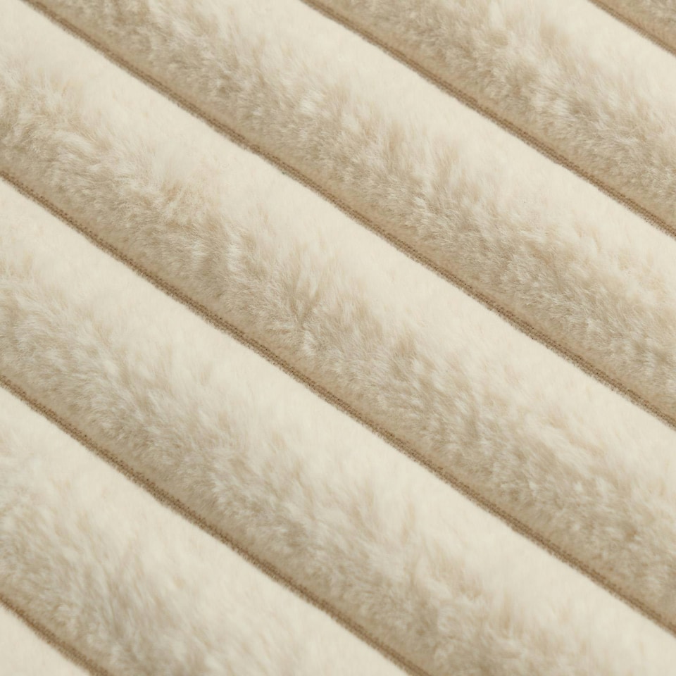 image 1 of OHS Faux Fur Rib Fleece Blanket, 125x150cm - Natural