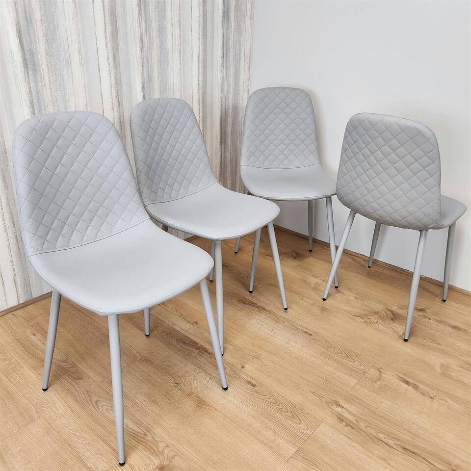 image 1 of Dining Chairs Set of 4 Grey Leather Kitchen Chairs Grey